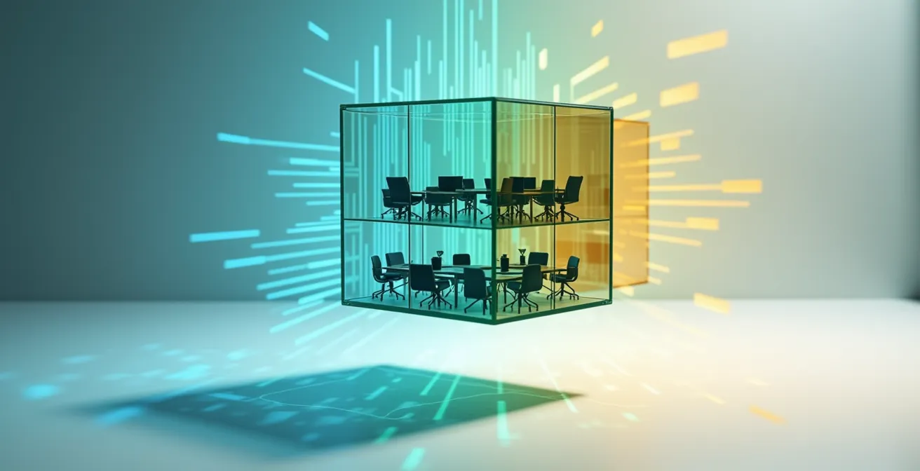 Privacy-focused IoT sensor system showing anonymous heat maps and aggregate data visualizations