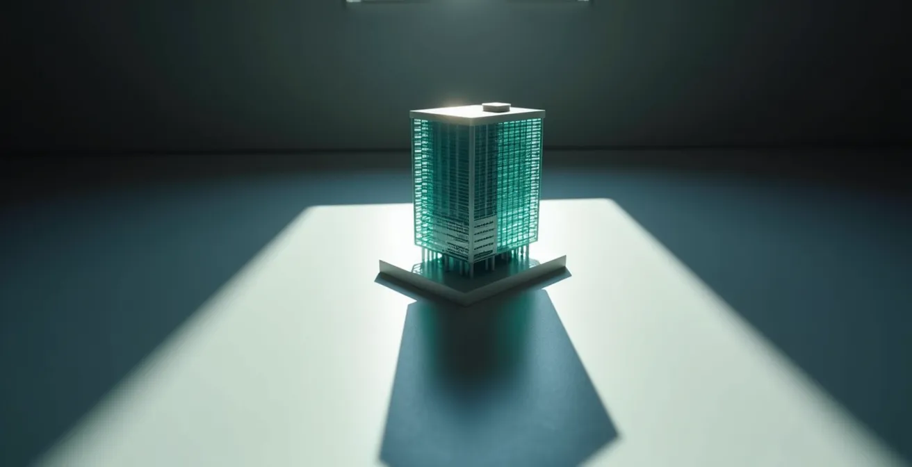 Symbolic representation of declining office building values over time