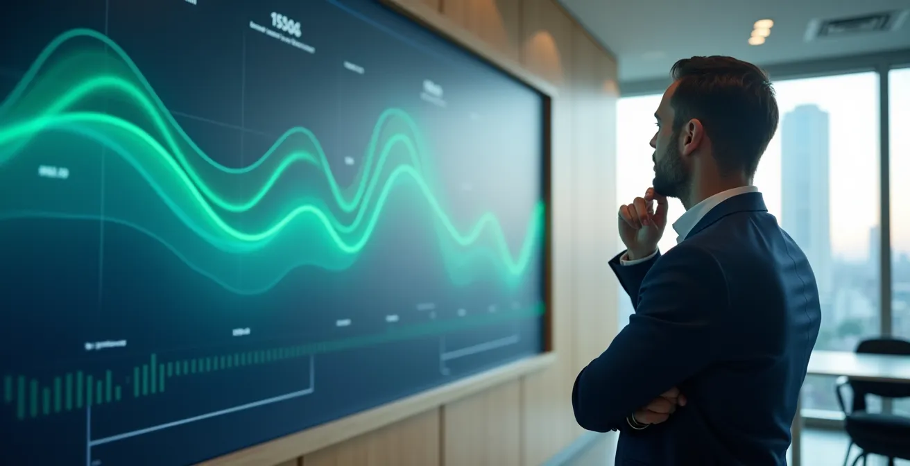 Visual representation of market cycle indicators and optimal acquisition timing for corporate properties