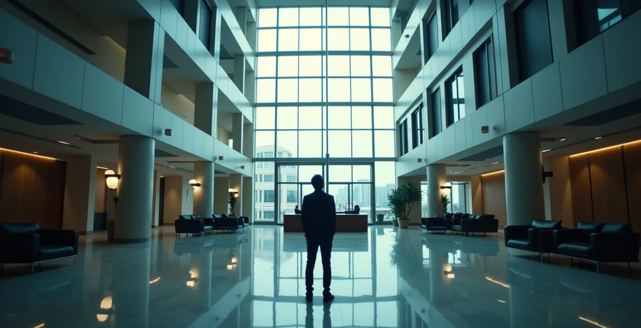 Modern commercial office building showcasing single-tenant occupancy structure